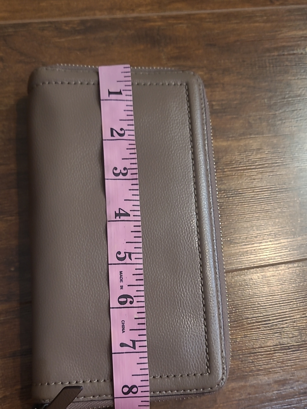 kate spade pebble leather zip-around wallet in taupe brown - Picture 8 of 10